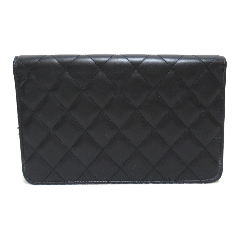 Chanel Wallet Black Leather Chain Cambon Line Patent Bag